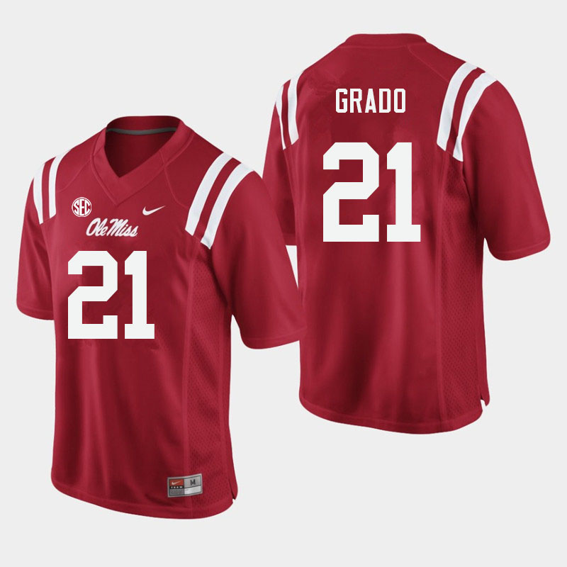 Men #21 Alex Grado Ole Miss Rebels College Football Jerseys Sale-Red